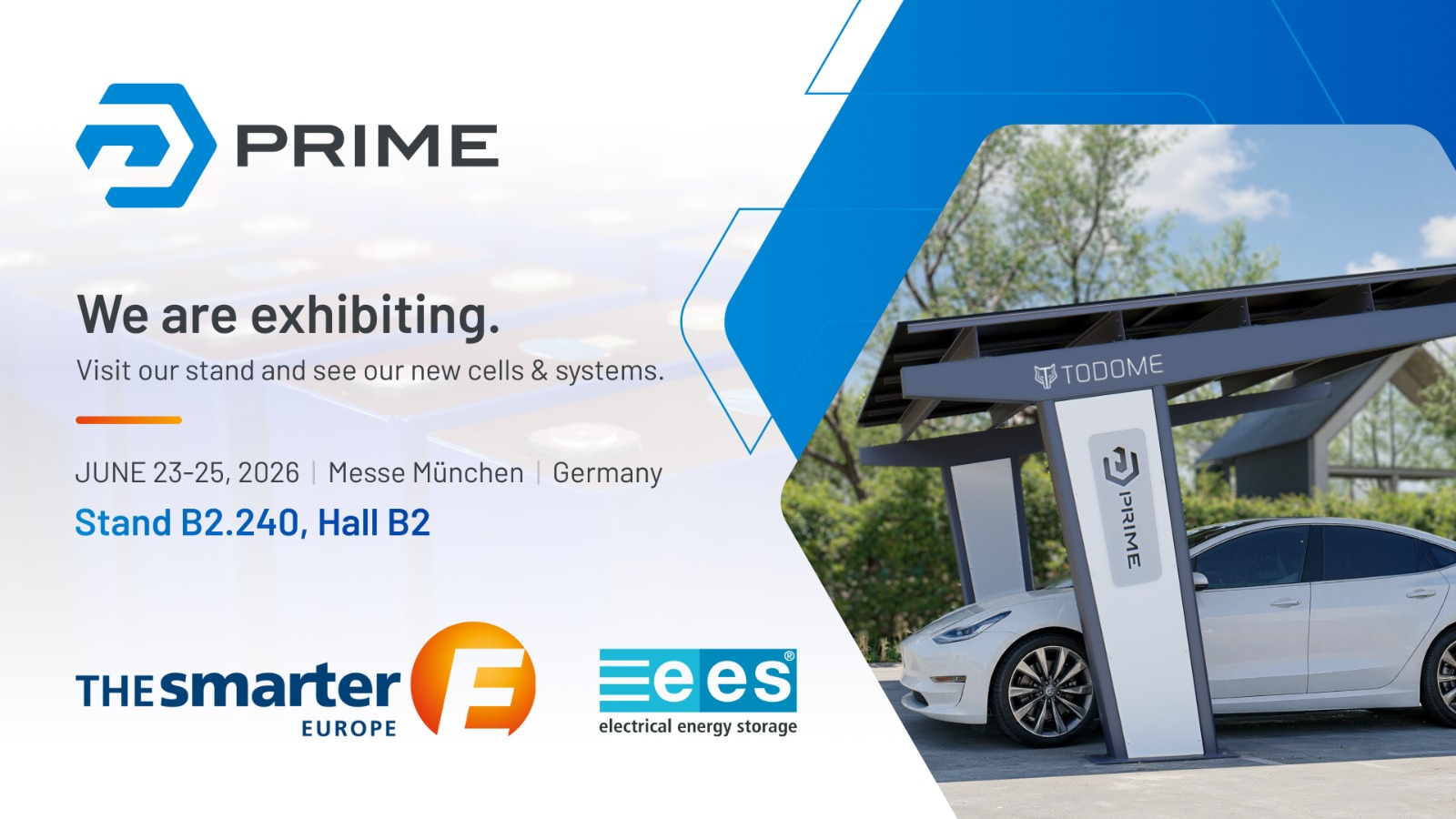Prime Batteries at The smarter E Europe 2026 — Stand B2.240, Hall B2